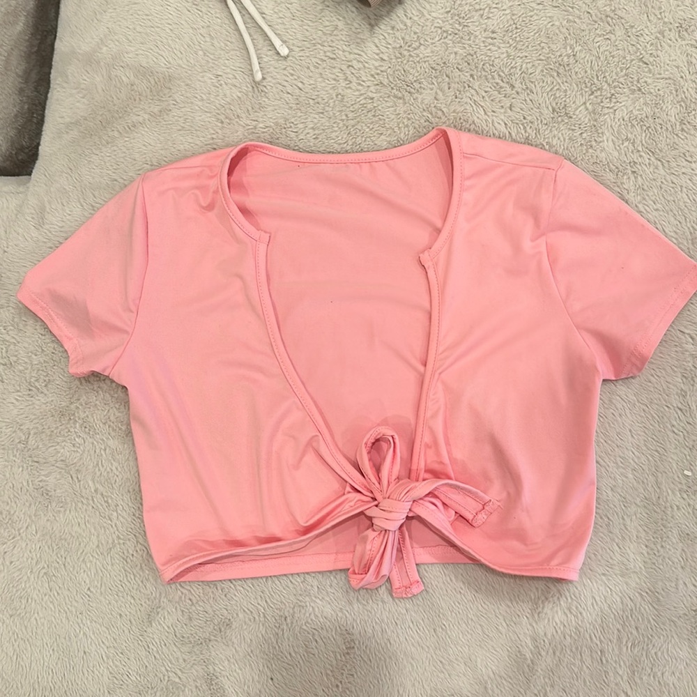 Pink tie front top size M